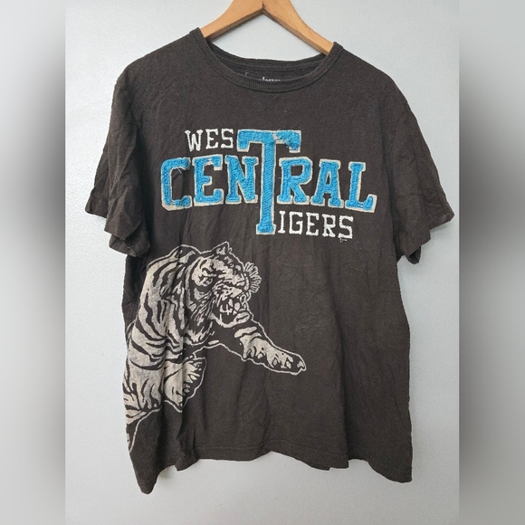 Vtg Y2K Brown White Tiger T Shirt Embroidered Stitched Varsity Lettering Urban - Picture 1 of 9